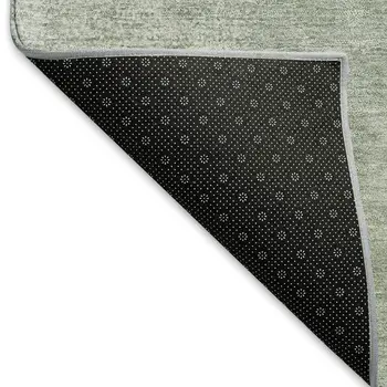 8' Artichoke Green Ivory And Brown Round Abstract Washable Indoor Outdoor Area Rug