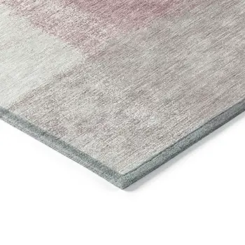 3' X 5' Blush Ivory And Gray Abstract Washable Indoor Outdoor Area Rug