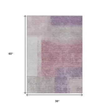 3' X 5' Blush Ivory And Gray Abstract Washable Indoor Outdoor Area Rug