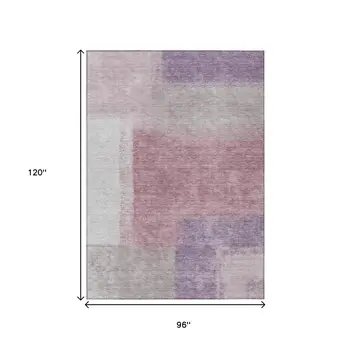 8' X 10' Blush Ivory And Gray Abstract Washable Indoor Outdoor Area Rug