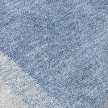 8' Denim Blue Ivory And Gray Round Abstract Washable Indoor Outdoor Area Rug