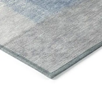 10' X 14' Denim Blue Ivory And Gray Abstract Washable Indoor Outdoor Area Rug