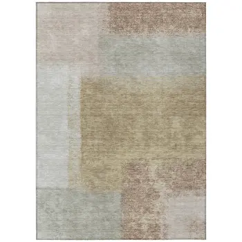 3' X 5' Gold Ivory And Gray Abstract Washable Indoor Outdoor Area Rug