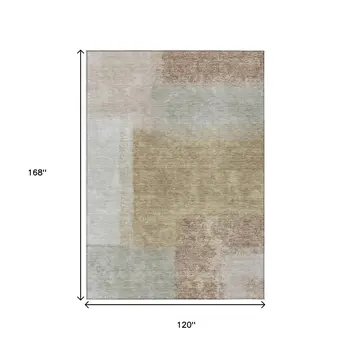 10' X 14' Gold Ivory And Gray Abstract Washable Indoor Outdoor Area Rug