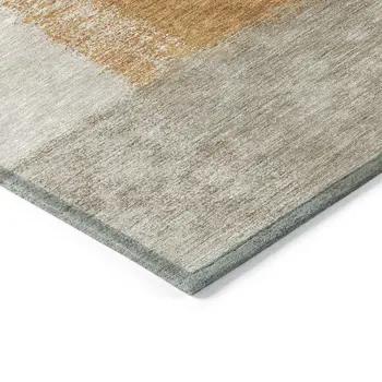 8' X 10' Rust Ivory And Blue Abstract Washable Indoor Outdoor Area Rug