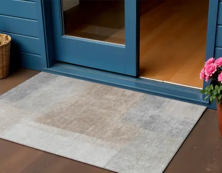 3' X 5' Taupe Ivory And Gray Abstract Washable Indoor Outdoor Area Rug