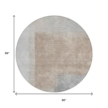 8' Taupe Ivory And Gray Round Abstract Washable Indoor Outdoor Area Rug