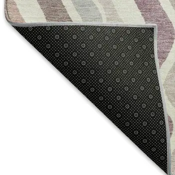 3' X 5' Blush Ivory And Taupe Striped Washable Indoor Outdoor Area Rug