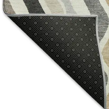 5' X 8' Charcoal Ivory And Gray Striped Washable Indoor Outdoor Area Rug