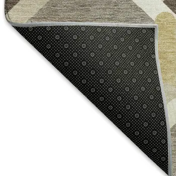 5' X 8' Brown Ivory And Beige Geometric Washable Indoor Outdoor Area Rug