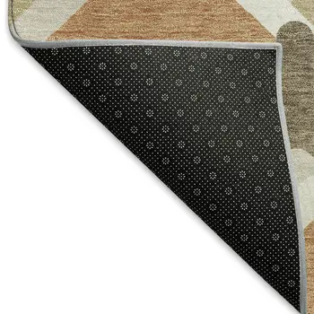 8' X 10' Copper Ivory And Gray Geometric Washable Indoor Outdoor Area Rug