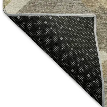 5' X 8' Taupe Beige And Ivory Geometric Washable Indoor Outdoor Area Rug