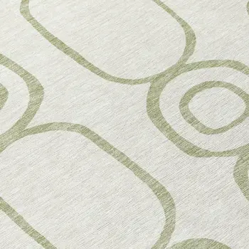3' X 5' Artichoke Green And Ivory Geometric Washable Indoor Outdoor Area Rug