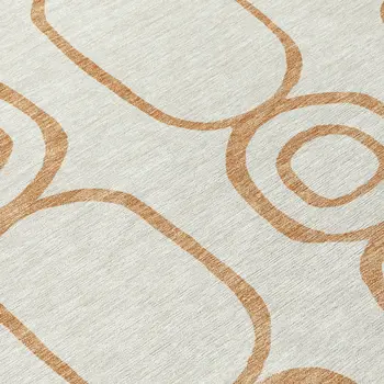 3' X 5' Copper And Ivory Geometric Washable Indoor Outdoor Area Rug