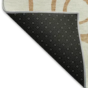 9' X 12' Copper And Ivory Geometric Washable Indoor Outdoor Area Rug
