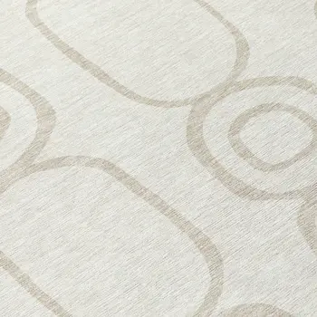 5' X 8' Ivory And Beige Geometric Washable Indoor Outdoor Area Rug
