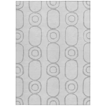 8' X 10' Silver And Gray Geometric Washable Indoor Outdoor Area Rug