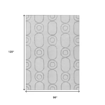 8' X 10' Silver And Gray Geometric Washable Indoor Outdoor Area Rug