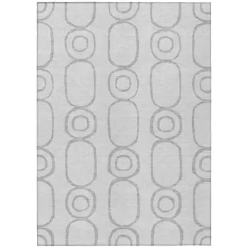 9' X 12' Silver And Gray Geometric Washable Indoor Outdoor Area Rug