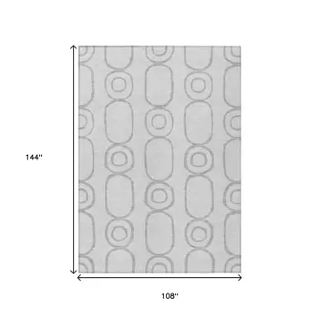 9' X 12' Silver And Gray Geometric Washable Indoor Outdoor Area Rug