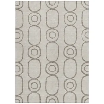 8' X 10' Taupe Beige And Ivory Geometric Washable Indoor Outdoor Area Rug