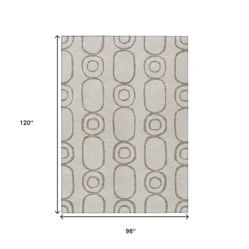 8' X 10' Taupe Beige And Ivory Geometric Washable Indoor Outdoor Area Rug