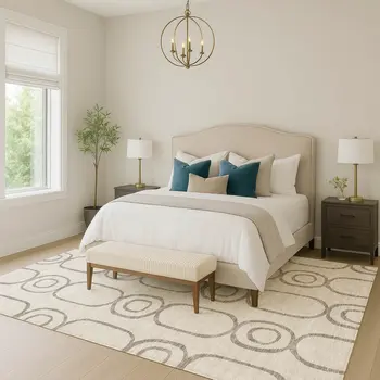 8' X 10' Taupe Beige And Ivory Geometric Washable Indoor Outdoor Area Rug