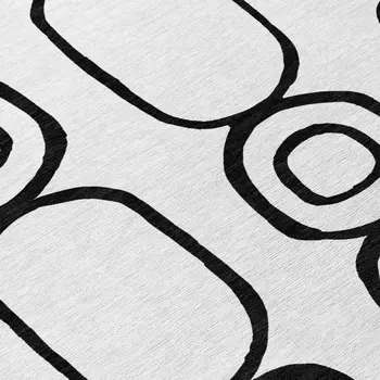 8' White And Black Round Geometric Washable Indoor Outdoor Area Rug