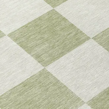 5' X 8' Artichoke Green And Ivory Geometric Washable Indoor Outdoor Area Rug