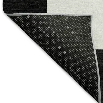 10' X 14' Black And White Geometric Washable Indoor Outdoor Area Rug