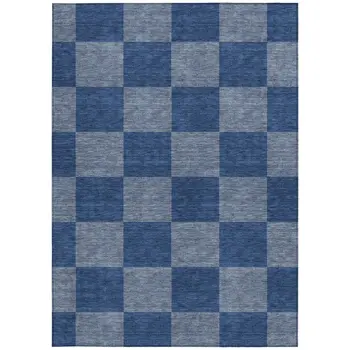 10' X 14' Blue And Gray Geometric Washable Indoor Outdoor Area Rug