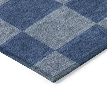 10' X 14' Blue And Gray Geometric Washable Indoor Outdoor Area Rug