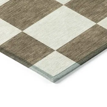 9' X 12' Chocolate And Ivory Geometric Washable Indoor Outdoor Area Rug