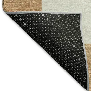 3' X 5' Copper And Ivory Geometric Washable Indoor Outdoor Area Rug