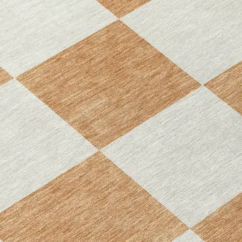3' X 5' Copper And Ivory Geometric Washable Indoor Outdoor Area Rug