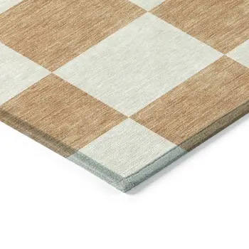 8' X 10' Copper And Ivory Geometric Washable Indoor Outdoor Area Rug