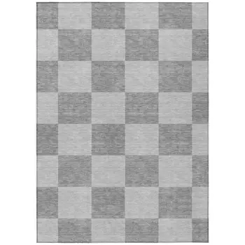 3' X 5' Gray And Pewter Geometric Washable Indoor Outdoor Area Rug