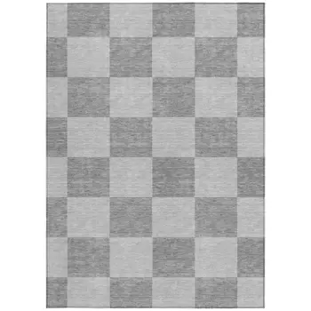 9' X 12' Gray And Pewter Geometric Washable Indoor Outdoor Area Rug