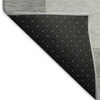 9' X 12' Gray And Pewter Geometric Washable Indoor Outdoor Area Rug