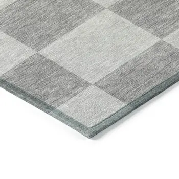 9' X 12' Gray And Pewter Geometric Washable Indoor Outdoor Area Rug