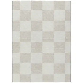 9' X 12' Ivory And Beige Geometric Washable Indoor Outdoor Area Rug