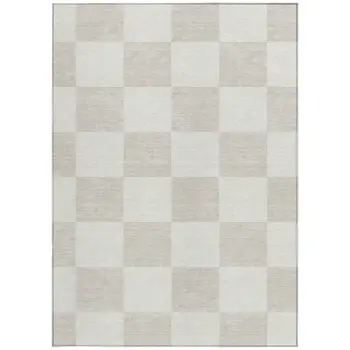 10' X 14' Ivory And Beige Geometric Washable Indoor Outdoor Area Rug