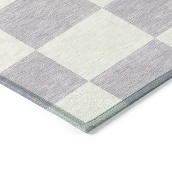 9' X 12' Lavender And Ivory Geometric Washable Indoor Outdoor Area Rug