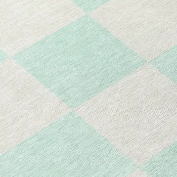 9' X 12' Mint Green And Ivory Geometric Washable Indoor Outdoor Area Rug