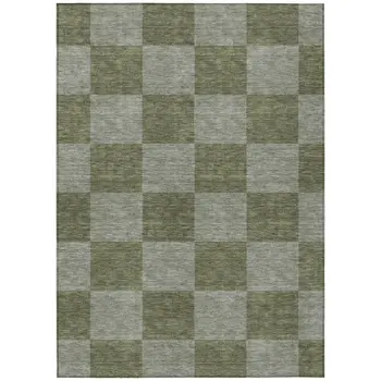 3' X 5' Olive Green And Gray Geometric Washable Indoor Outdoor Area Rug