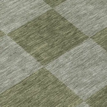 3' X 5' Olive Green And Gray Geometric Washable Indoor Outdoor Area Rug