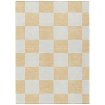 10' X 14' Peach And Beige Geometric Washable Indoor Outdoor Area Rug