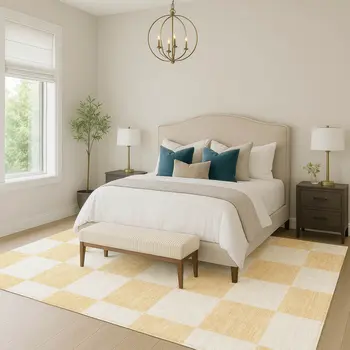 10' X 14' Peach And Beige Geometric Washable Indoor Outdoor Area Rug