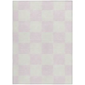 8' X 10' Pink And Ivory Geometric Washable Indoor Outdoor Area Rug