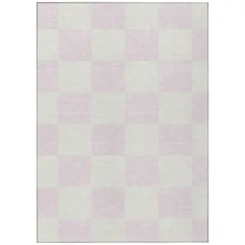 9' X 12' Pink And Ivory Geometric Washable Indoor Outdoor Area Rug